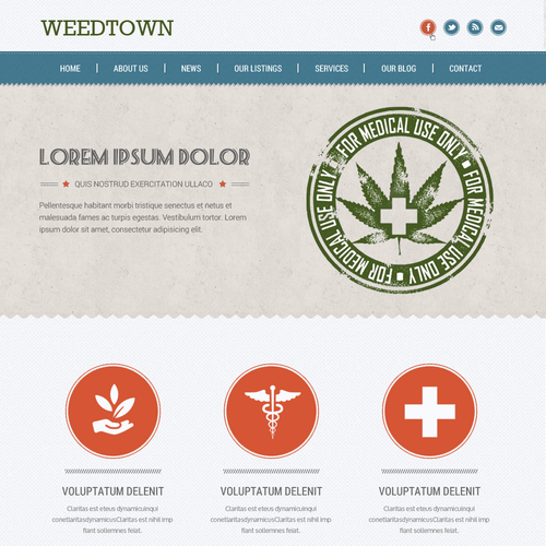 Retro website with the title 'Vintage feel for a Medical Marijuna Comapny'