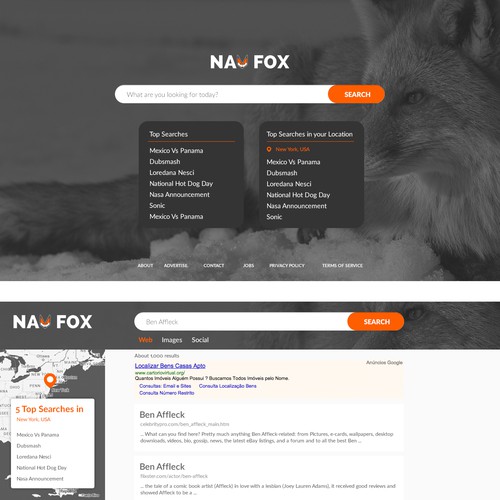 Map website with the title 'Search engine landing page and results page'