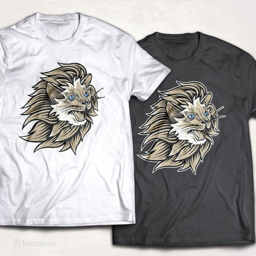 T-shirt with the title 'Half Siamese cat - half lion'
