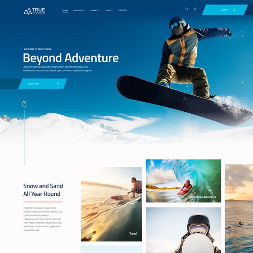 Sports website with the title 'Design for Snow & Surf website'