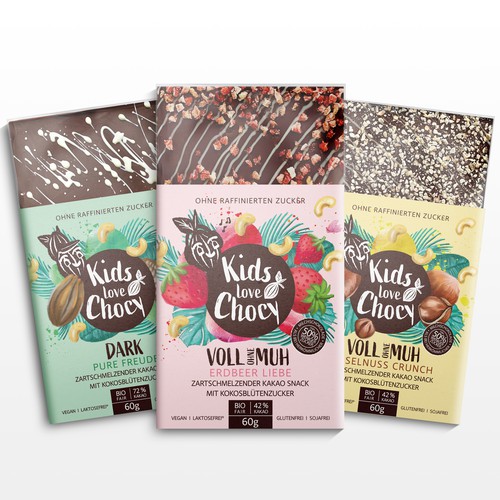 Sweets packaging with the title 'Chocolate for Kids'