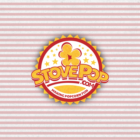 Popcorn design with the title 'Stovepop Logo'