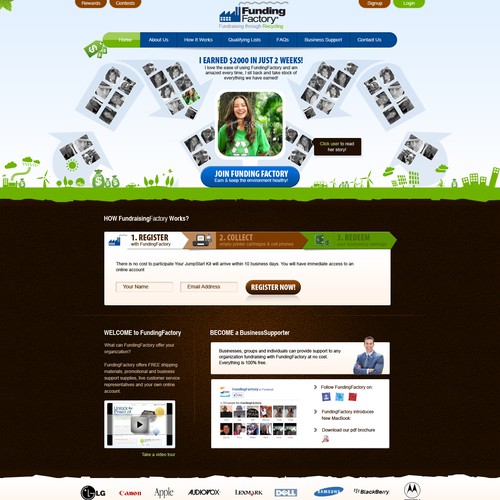 Recycling design with the title 'Website Design for FundingFactory'