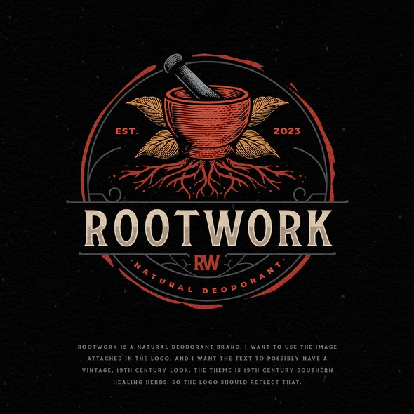 Deodorant design with the title 'RootWork Logo'