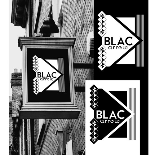 Arrow down logo with the title 'Black Arrow Logo'