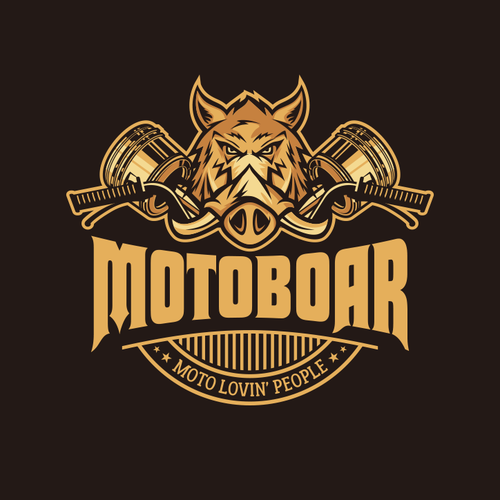 Piston logo with the title 'Motoboar apparel logo design'