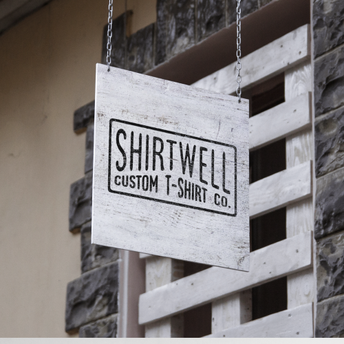 Authentic design with the title 'logo for shirtwell custom t-shirt co.'