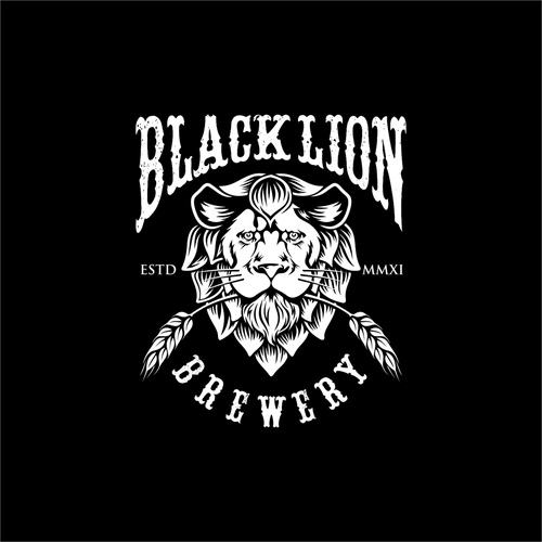 Black and white logo with the title 'craft beer logo, beer name "BLACK LION"'