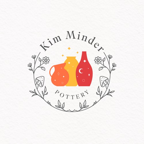 Pottery design with the title 'Kim Minder Pottery Logo Design'