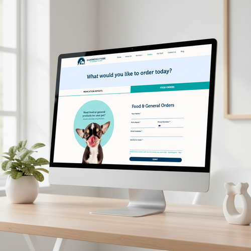 Website with the title 'Veterinary Orders Page'