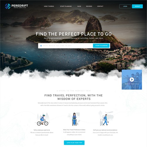 Homepage website with the title 'Webdesign for a Travel Site'