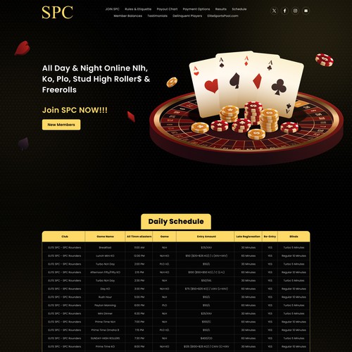 Casino website with the title 'Website design for SPC'