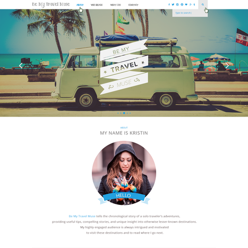 Travel website with the title 'Personal Brand Identity for a Leading Female Travel Blog'