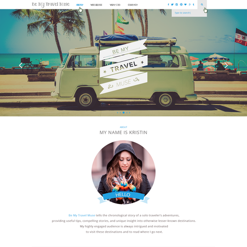 Blog website with the title 'Personal Brand Identity for a Leading Female Travel Blog'