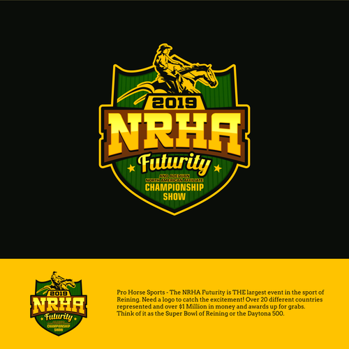 Championship logo with the title 'Logo concept for 2019 NRHA Futurity & Adequan North American Affiliate Championship Show'