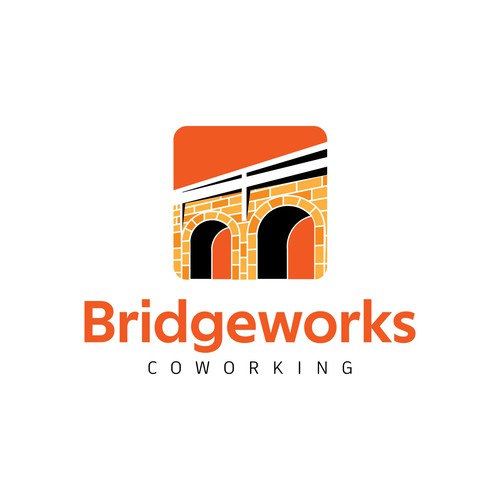 Brick design with the title 'Bridgeworks coworking'