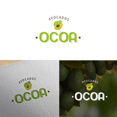 Avocado logo with the title 'Logo design OCOA avocados'