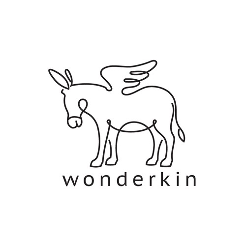 Flowing logo with the title 'A simple minimalistic donkey line-art logo'
