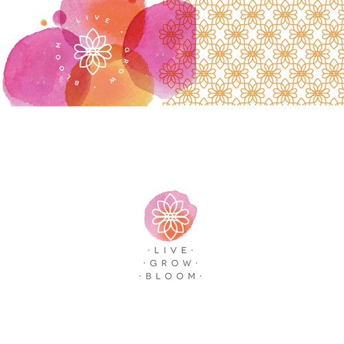 Lotus design with the title 'Logo design for Live - Grow - Bloom'