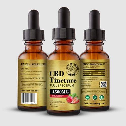 Photoshop label with the title 'CBD Tincture Bottle Label Design'