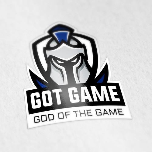 Royal blue logo with the title 'Sports Logo Design (Spartan Helmet)'