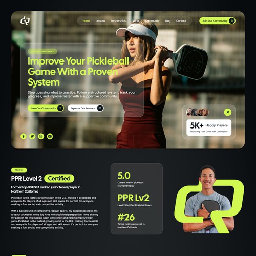 Sports website with the title 'Pickle Ball Website Deisgn'