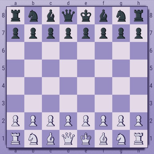 Game design artwork with the title 'Diagram for famous chess moves '