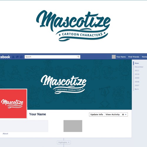 Facebook logo with the title 'Comic like logo for Cartoon Characters Design firm'