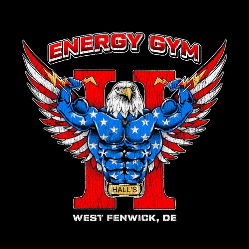 Distressed t-shirt with the title 'T-shirt design for Energy Gym Hall's'