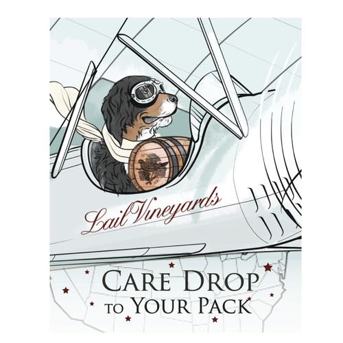 Illustration artwork with the title 'Dog illustration needed for winery ad campaign'