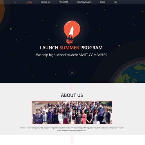 Parallax website with the title 'Education summer program'