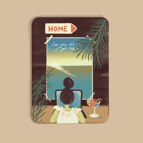 Postcard illustration with the title 'Greetings from the lockdown '