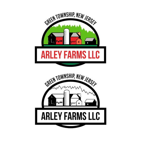 Barn logo with the title 'Arley Farms Logo'