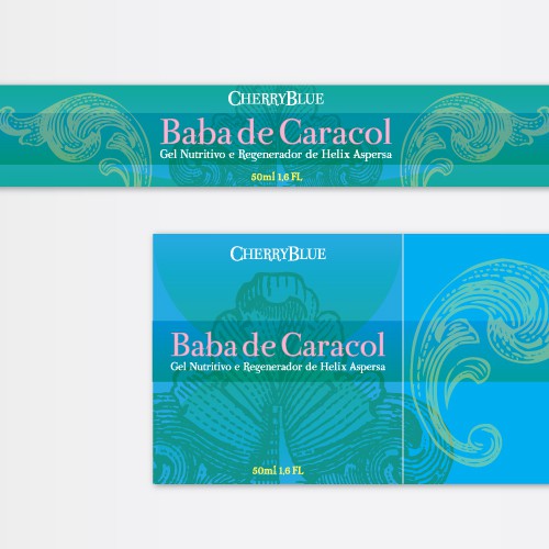 Sea label with the title 'Baba de Caracol beauty cream packaging label'