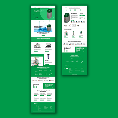 Layout website with the title 'Homepage & product page for a online water company'