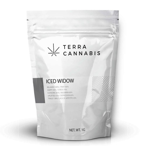 Cannabis packaging with the title 'Design for Terra Cannabis, a medical grade cannabis'
