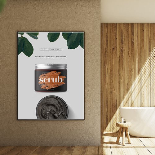 Font design with the title 'Label for series of body scrubs'