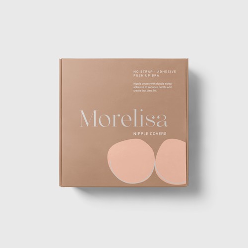 Feminine packaging with the title 'Morelisa Nipple Cover Box Packaging'