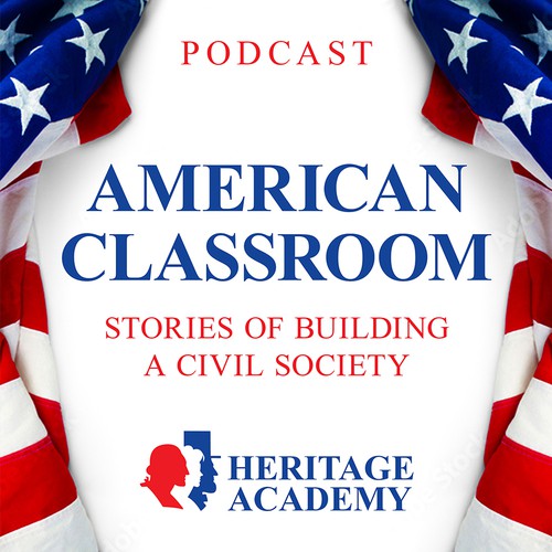 Academy design with the title 'American Classroom Podcast Cover'