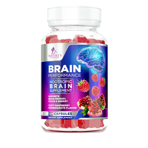 Medical label with the title 'Brain Booster Supplement design'
