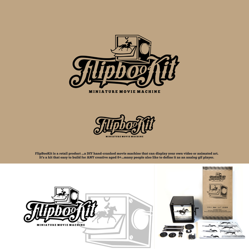 Machine logo with the title 'FlipbooKit Logo Design'