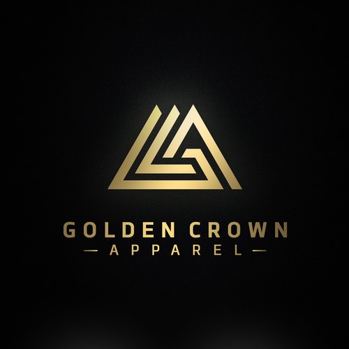 Triangle logo with the title 'Golden Crown Apparel'