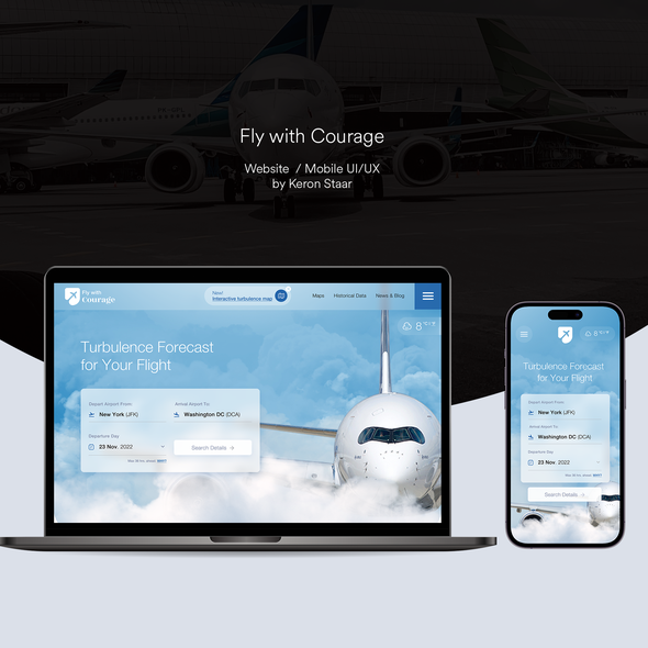 Sketch website with the title 'Design a Brand New Website helping people with the Fear of Flying!!!'