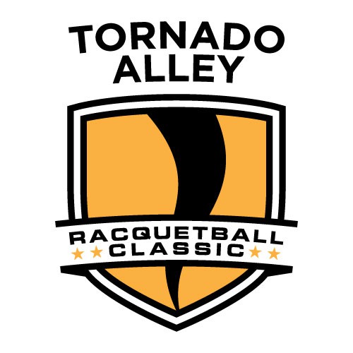 Hurricane logo with the title 'Logo for TORNADO ALLEY Racquetball tournament: sports, active, fit, simple graphic'