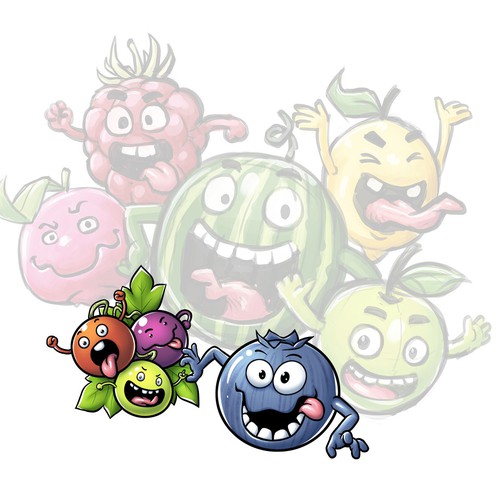 Fruit artwork with the title 'Goofy Fruit Characters '