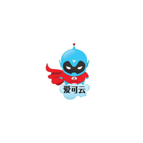 Neon blue safari logo with the title ' 爱可云'