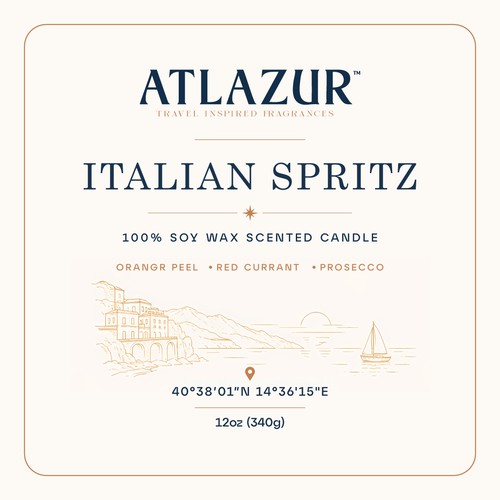 Package label with the title 'Italian Spritz Soy Candle |'