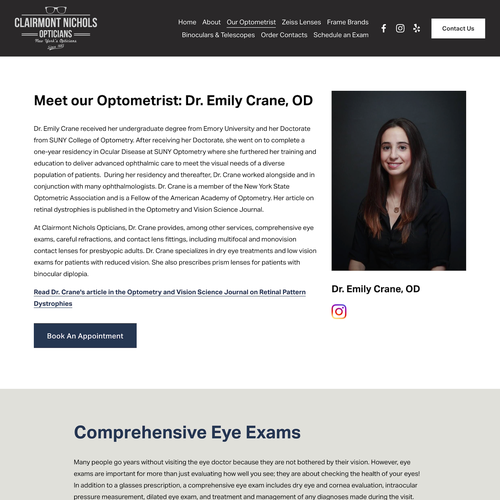 SEO design with the title 'Clairmont Nichols Opticians SEO'