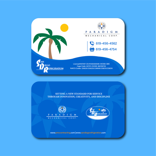 San Diego design with the title 'Business Card Design for PMC/Refer'