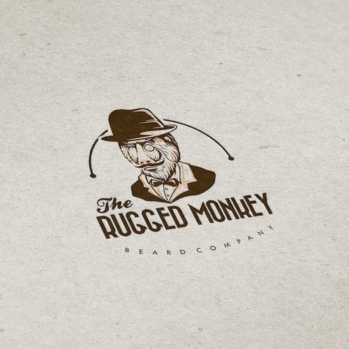 Gentleman logo with the title 'Logo for the Rugged Monkey Beard Company'